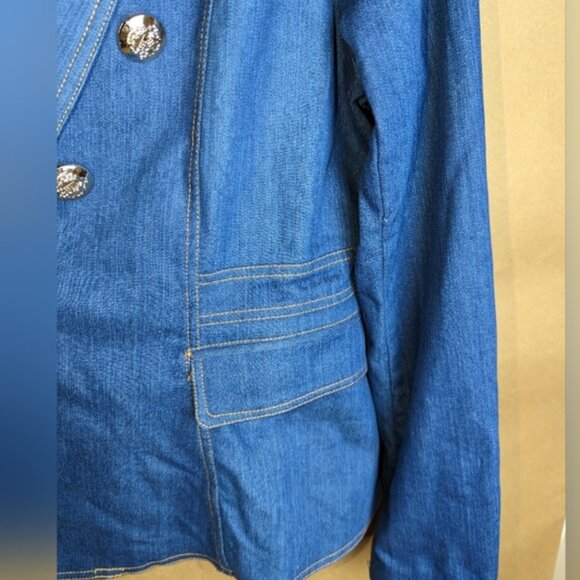 NWT! FASHION NOVA 'Having Fun' Denim Blazer Blue Jeans Jacket - Picture 9 of 10